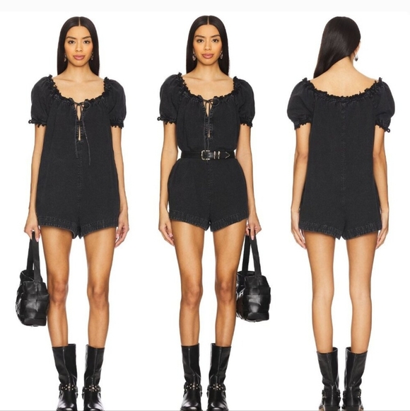 We The Free Free People Daisy Denim Black Romper XL - Picture 3 of 16
